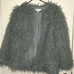 Blue shaggy fur coat